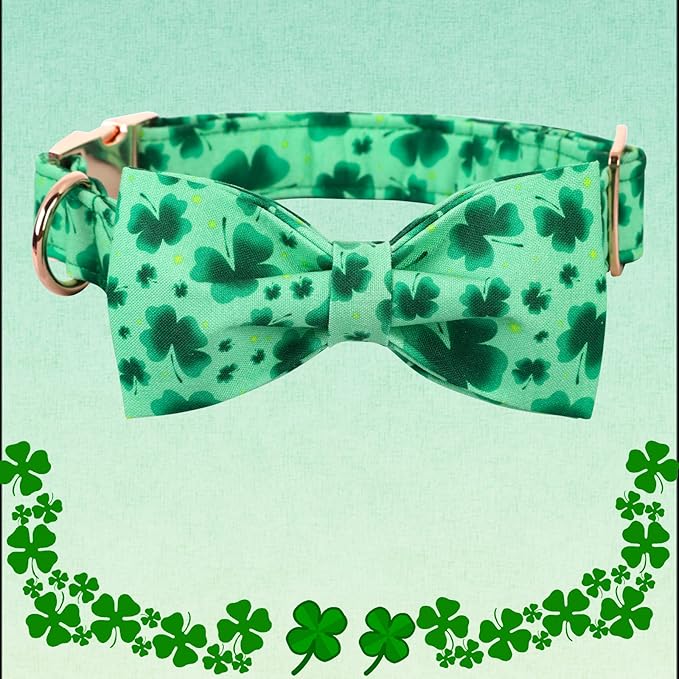 Lionheart glory Clover Dog Collar, Adjustable Dog Collar with Bowtie, Pet Gift Collar for Dog Soft Bowtie Dog Collars for Small Dogs