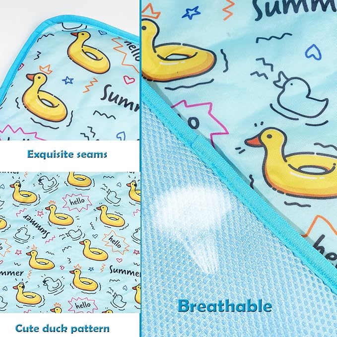 SEIS Dog Ice Pad Ice Silk Cats Kennel Mat Pet Cooling Pad Summer Cool Bamboo Mat Breathable Pad (Duck, L)