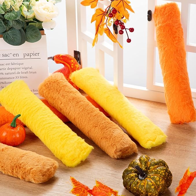 Civaner 6 Pcs Thanksgiving Cat Catnip Toys for Indoor Cat 10.6 Inch Long Fall Kitten Kicker Stick Catnip Toy with Crinkle Sound Soft Plush Kitten Pillow for Chew Exercise (Gold, Yellow, Orange)