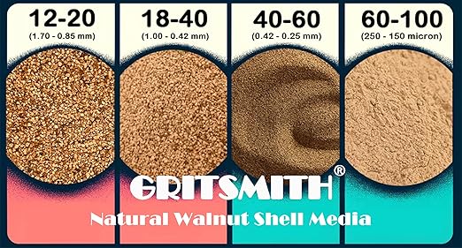 40-60 Grit Ground Walnut Shell Media (5 LBS / 2.3 KG) - Extra Fine Grit for Tumbling, Blasting, Vibratory, Polishing, Deburring