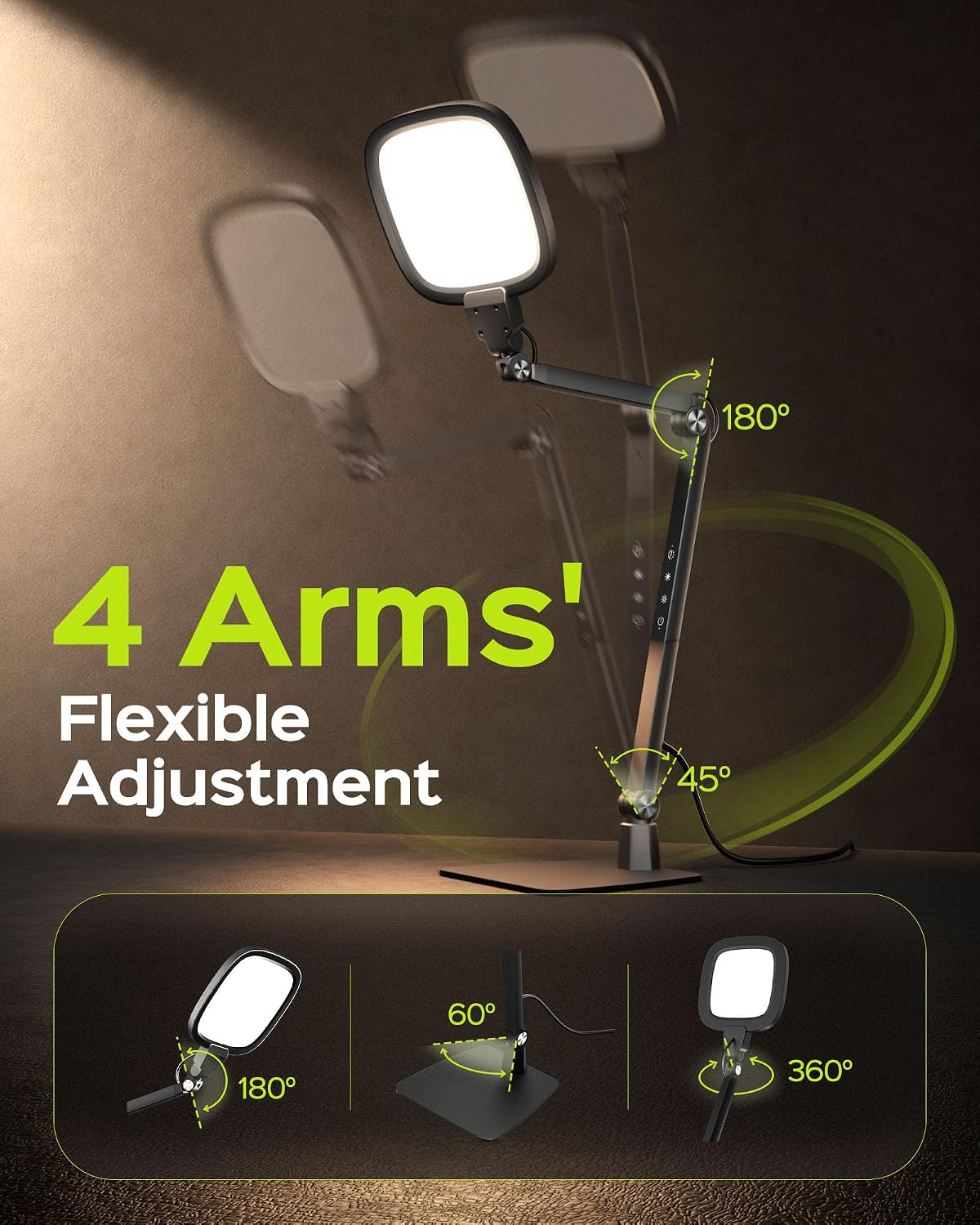 LED Desk Lamps for Home Office, 18W Bright Soft Video Conference Lighting