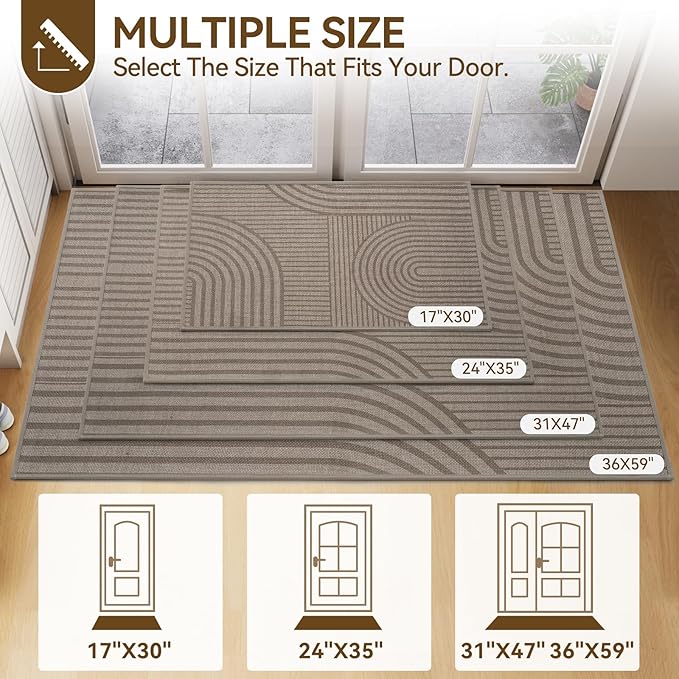 Front Door Mat 36'x59'', Absorbent Dirt Resist Washable Non Slip Low-Profile