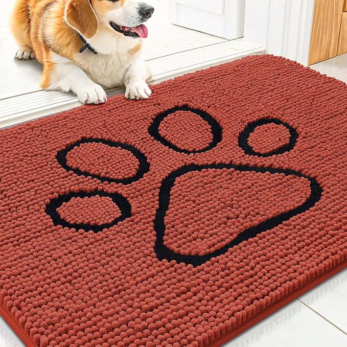 Smiry Dog Door Mat for Muddy Paws, Absorbent Dirt Trapper Non Slip Quick Dry