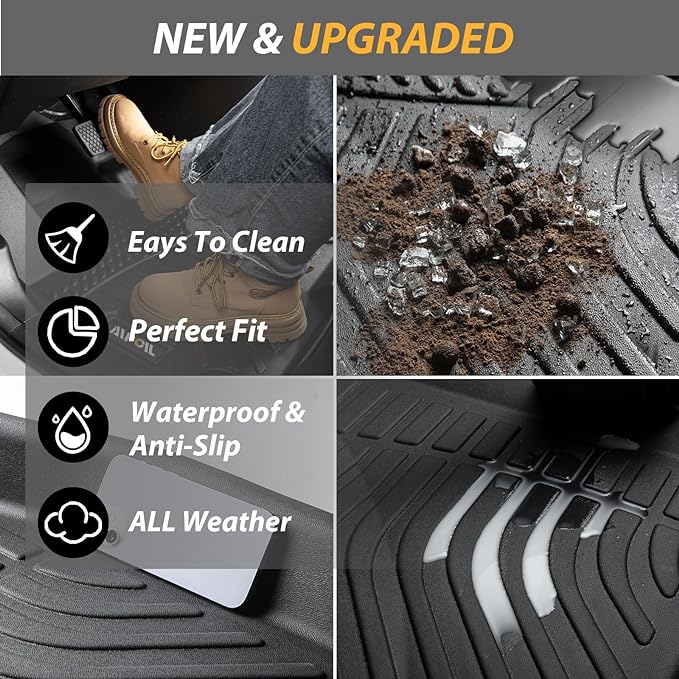 AIPOIL® Floor Mats & Cargo Liner Set for 2022-2025 2026 Genesis GV70 (Not for Electrified) All Weather Protection TPE Anti-Slip Automotive Full Set Custom Car Mats Accessories - Black