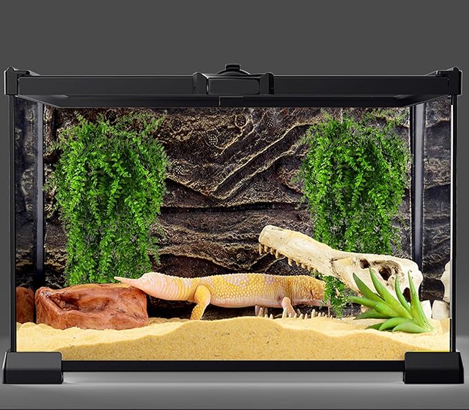 HERCOCCI 2 Pack Reptile Plants, Terrarium Hanging Plants Vines Artificial Leaves Habitat Decorations with Suction Cup for Bearded Dragon Hermit Crab Lizard Snake Geckos Chameleon