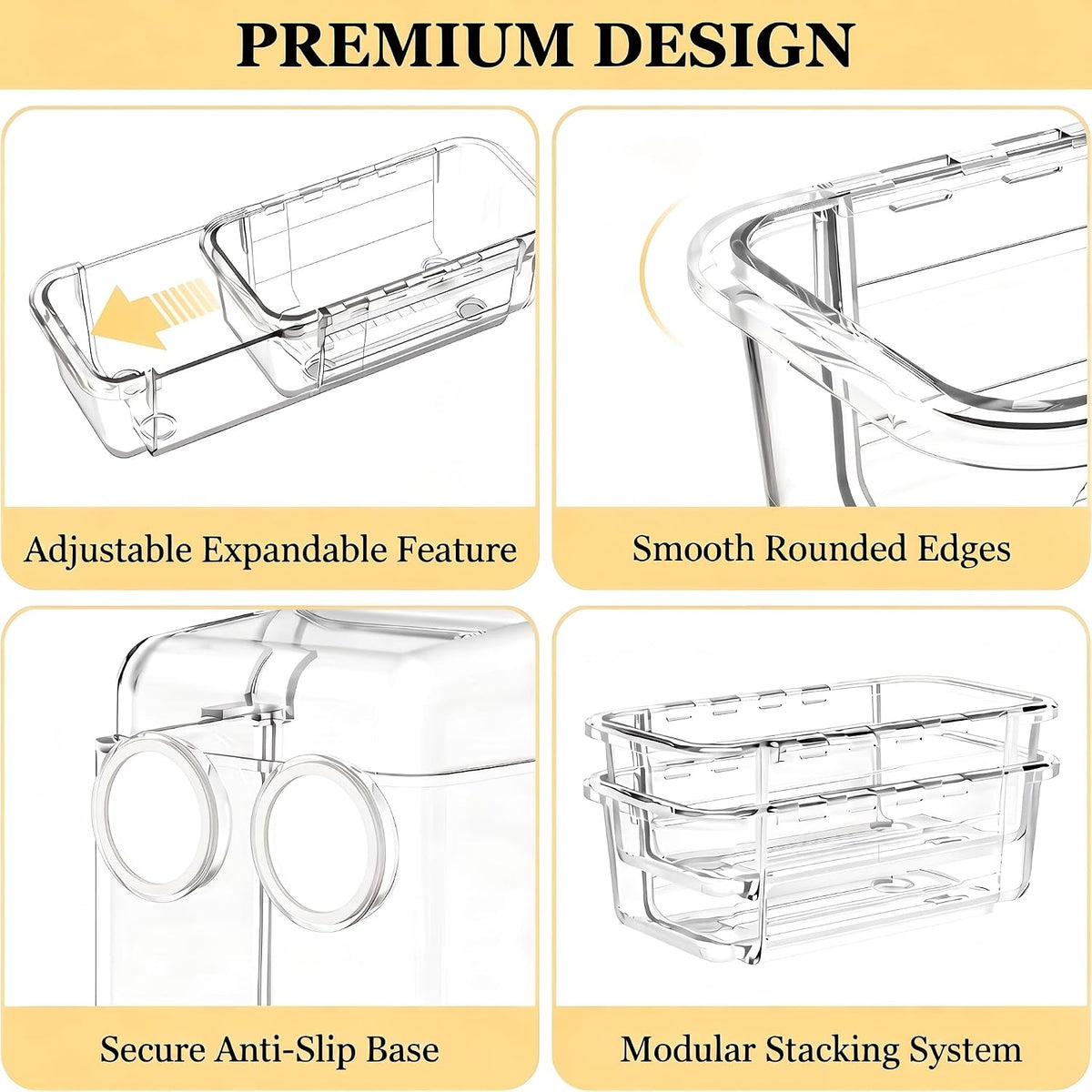 20 PCS Expandable Clear Drawer Organizers, 3-Size Extendable Drawer Dividers, Expanding Plastic Storage Box Arcrylic Storage Bins for Makeup Vanity Drawer Dresser Kitchen Utensils DIY Office Desk