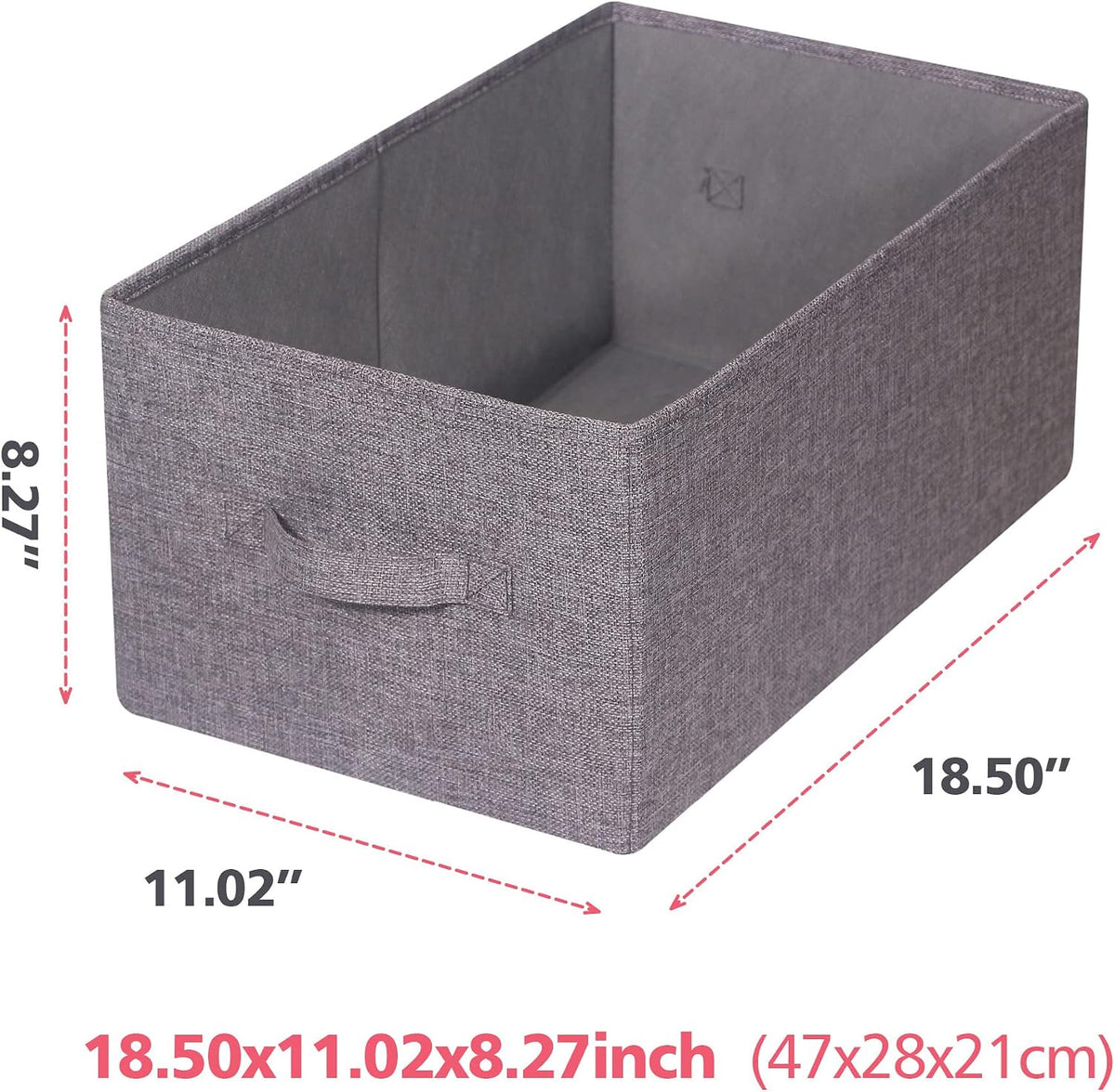 TENABORT Set of 5 Closet Organizer Bins with Handle, Fabric Foldable Storage Baskets Cloth Box Containers for Shelves Home Office Clothes Clothing, Gray, Jumbo