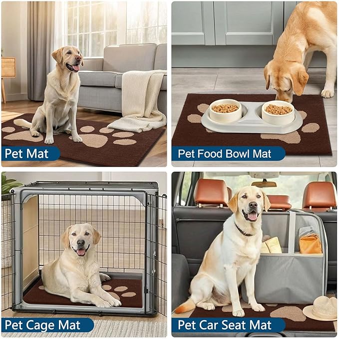 Buganda Dog Door Mat for Muddy Paws, Absorbent Dirt Trapper Washable Indoor Doormats, Non Slip Low-Profile Mud Mat for Dogs, Front Entrance Doormat for Inside Floor (40x32 Inches, Brown)