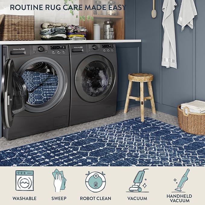 Lahome Moroccan Living Room Rug 9x12 Non-Slip Washable Ultra-Thin Soft Large