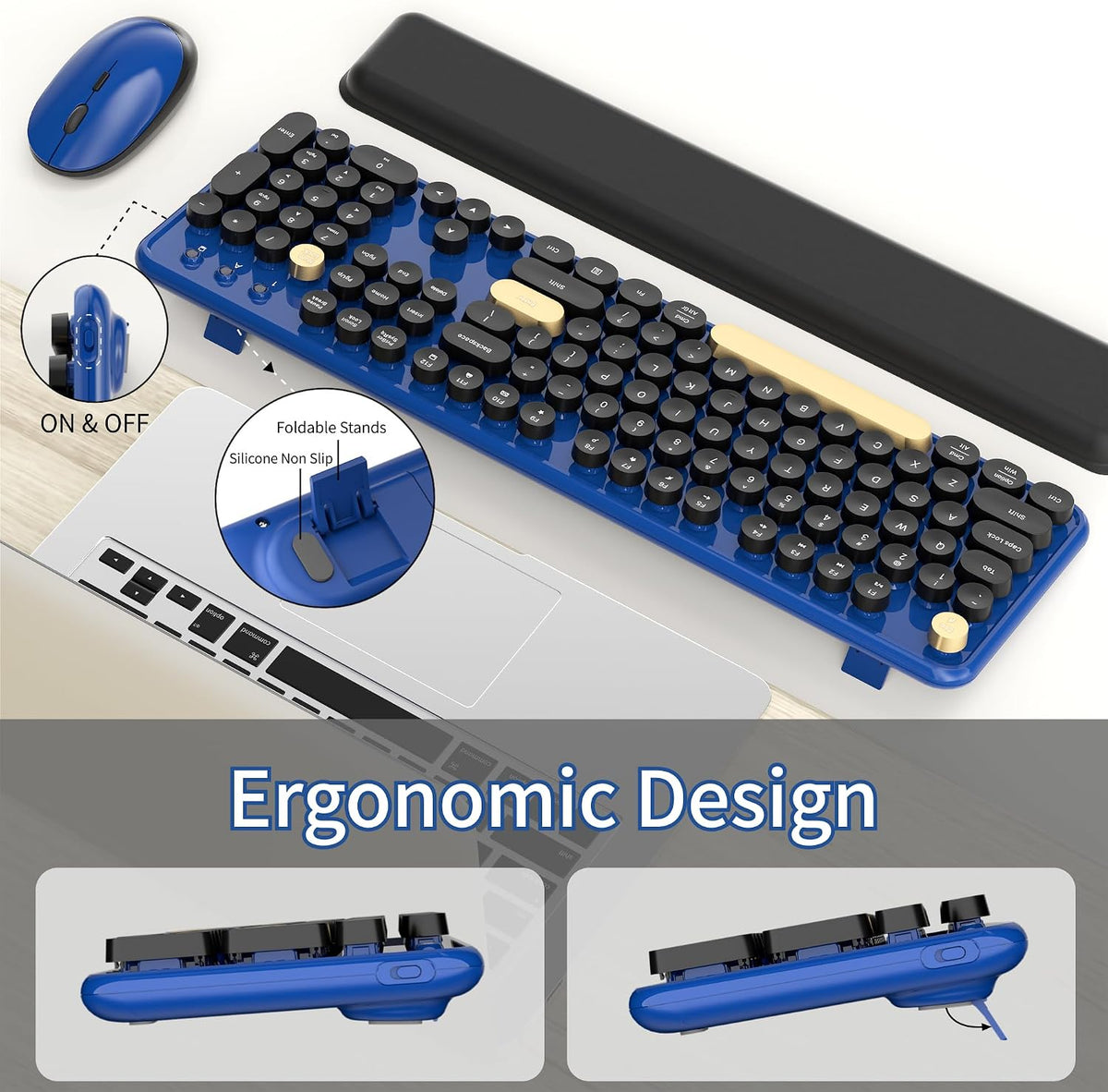 Wireless Computer Keyboard and Mouse Combos, Jewel Blue-Black