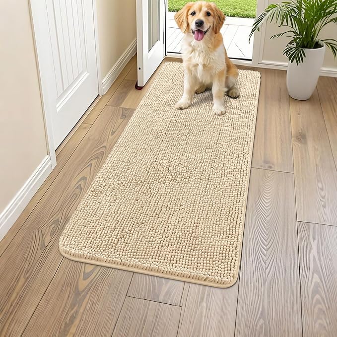Smiry Dog Door Mat for Muddy Paws 47x20, Absorbent Dirt Trapper, Non-Slip
