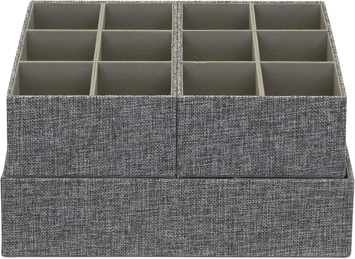 Household Essentials 3 Piece Drawer Organizers Starter Set, Customizable Inserts, Large Tray and 2 Small Trays, Graphite