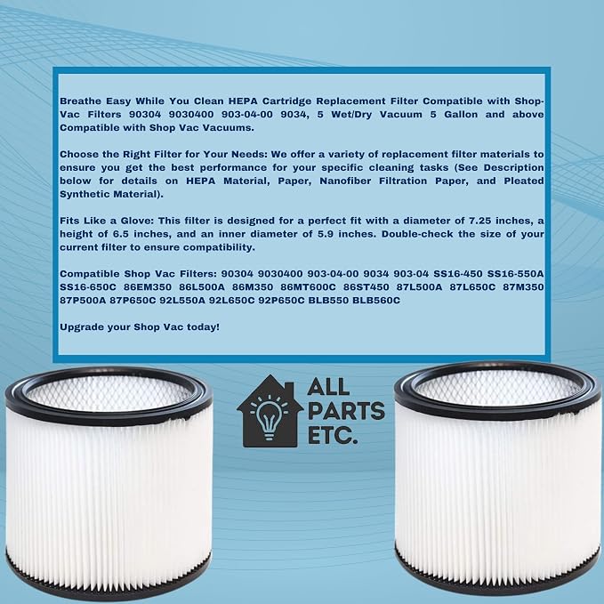 HEPA Cartridge Replacement Filter Compatible