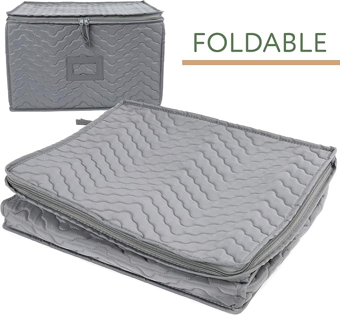 LotFancy Stemware Storage Containers, Deluxe Quilted Storage Case