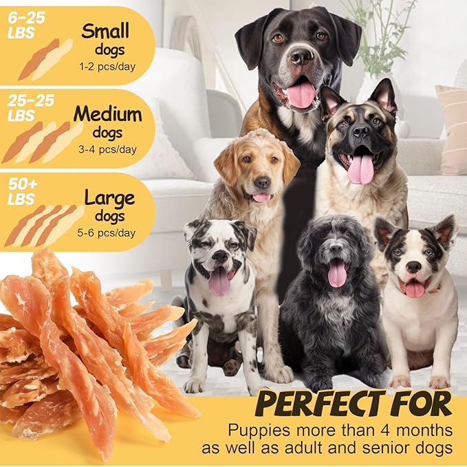 ASMPET Dog Chicken Jerky Treats, Made with 100% Real Chicken Breast, High Protein & Grain Free