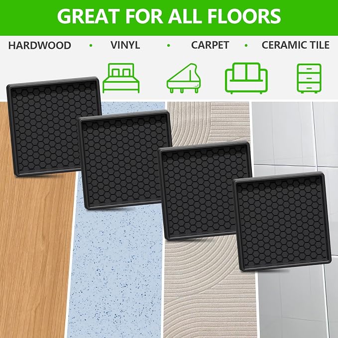 Non Slip Furniture Pads Square, Anti Skid Caster Cups, Anti Slip Furniture