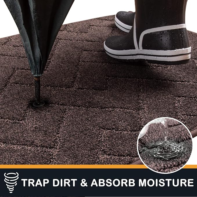 PURRUGS Dirt Trapping Door Mat 20" x 31.5", Non-Slip Machine Washable Entry Rug