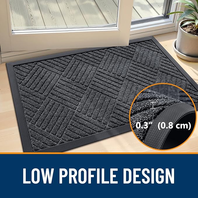 OLANLY Front Door Mat Outside Entrance 47x32, Heavy Duty Sturdy Natural Rubber
