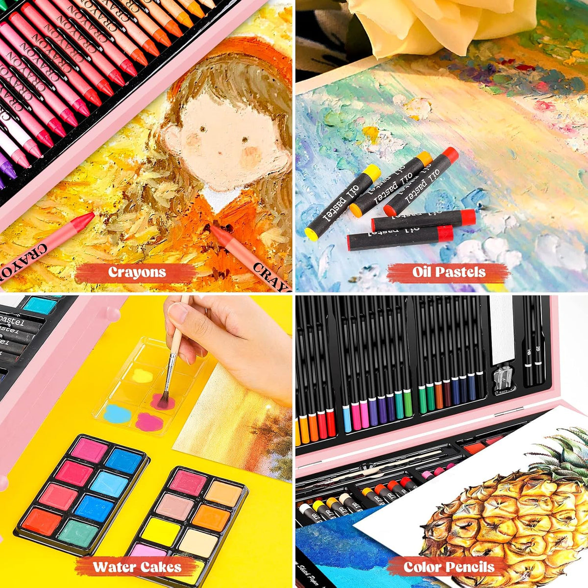 Caliart Art Supplies Kit, 153-Pack Deluxe Drawing Art Set Painting Coloring