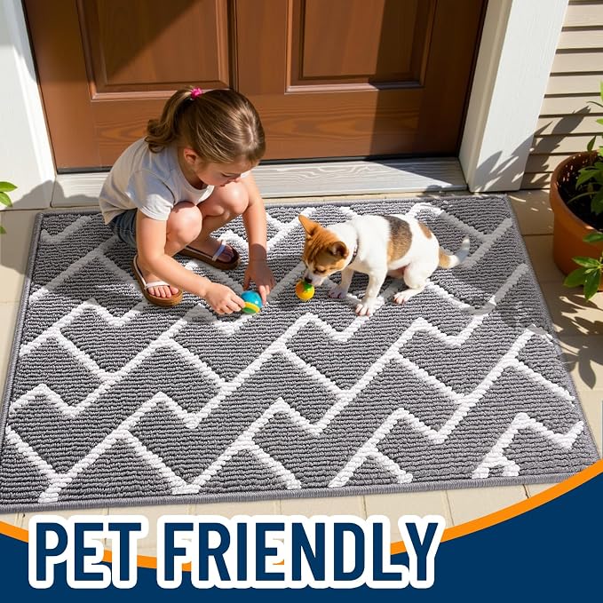OLANLY Front Door Mat, Non-Slip Rubber Backing, Dirt Resistant and Absorbent