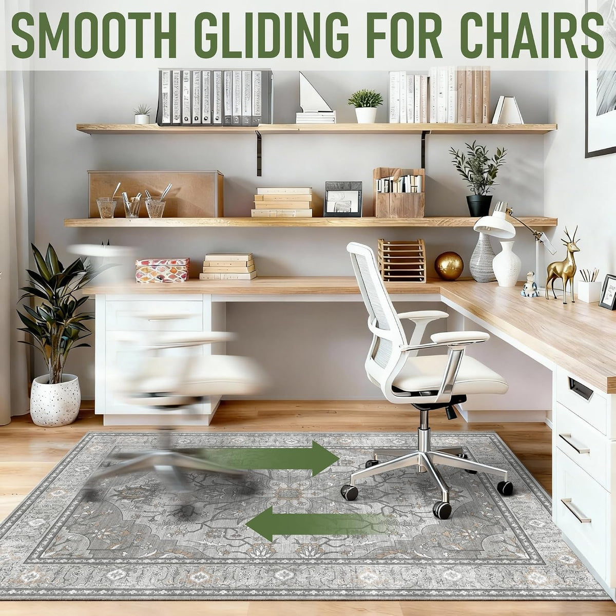 36"x48" Office Chair Mat for Hardwood, Under Desk Chair Mat for Home Office, Anti-Slip Office Rugs for Rolling Chairs, Floor Protector Washable Rugs Warm Gray