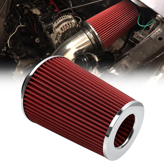 RYANSTAR RACING 102mm 4" High Flow Round Tapered Cone Cool Air Filter Cleaner