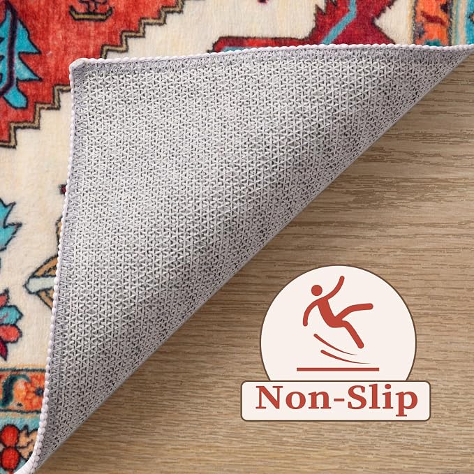 SERISSA 2x4 Boho Rugs for Entryway, Washable Non-Slip Kitchen Runner Rug