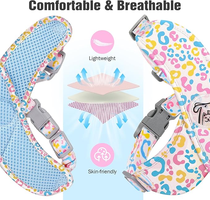 Pawaboo Small Dog Harness and Leash Set, Puppy Harness X-Frame No Pull No Choke, Dog Vest Harnesses Adjustable for Small Medium Sized Dogs,Soft Breathable Pet Harnesses, S, Colorful Leopard