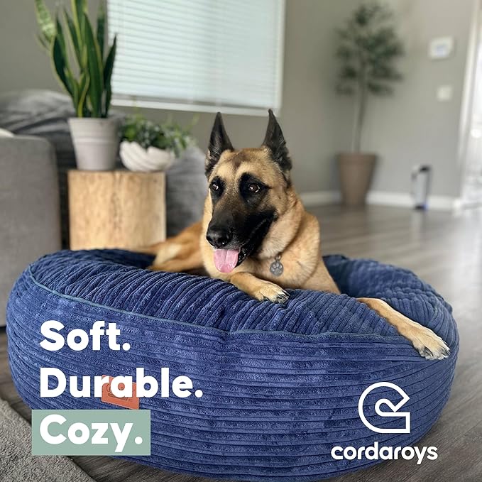 CordaRoy's Waterproof Terry Corduroy Forever Dog - with Removable, Washable Cover - Comfortable & Stylish Pet for Living Room, Room, Office - 50" - Khaki | Made in The USA