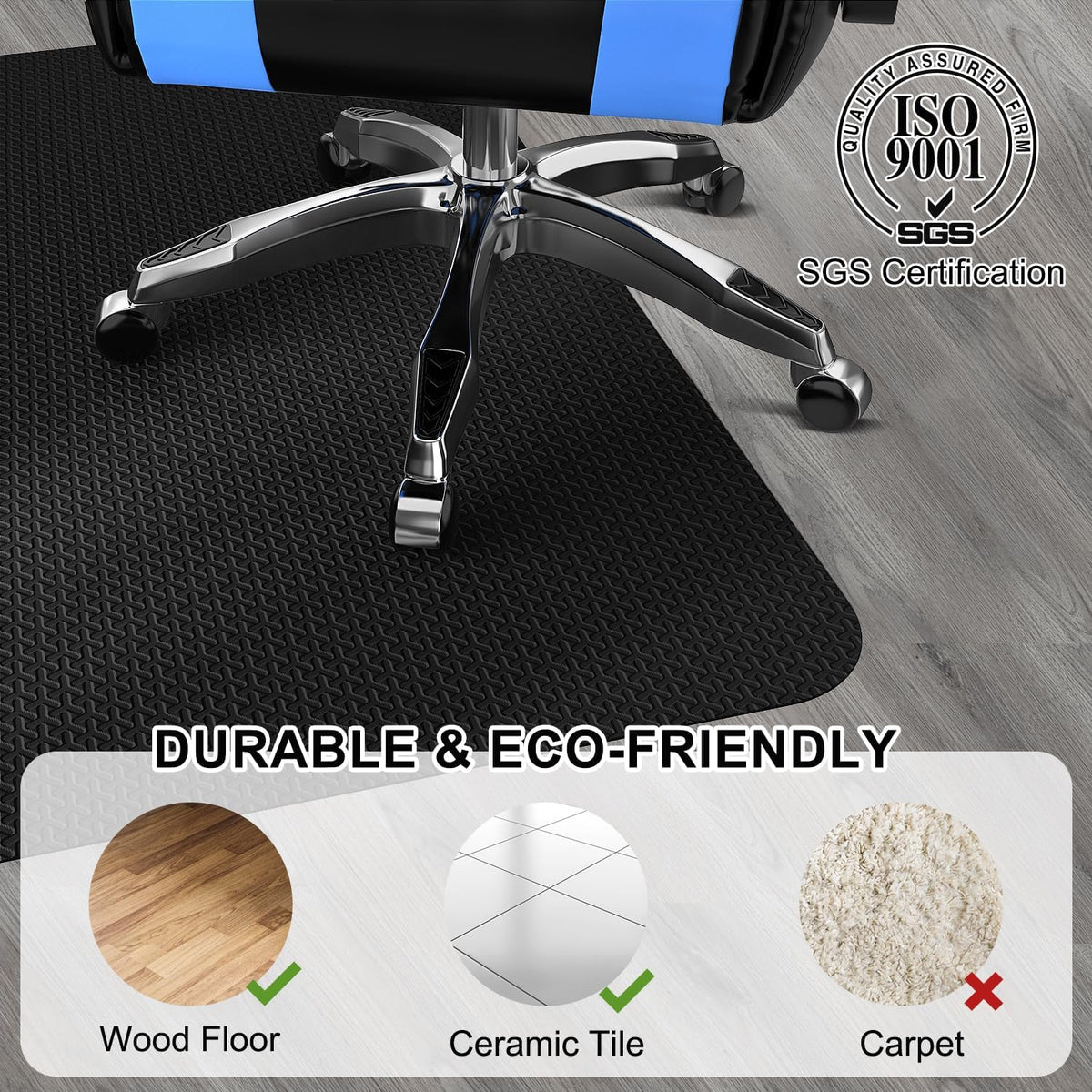 Office Chair Mat for Hard Floor, 50"x60" Large Computer Chair Mat