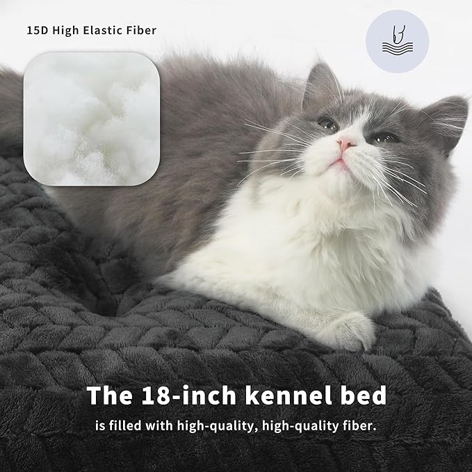 Dog Crate Mat for Dog Cages Black Dog Bed for Small Dogs 18 Inch Dog Crate Bed Washable Dog Mats for Sleeping,Up to 10 lbs Soft and Fluffy Small Dog Bed for Crate Tire Printing Black