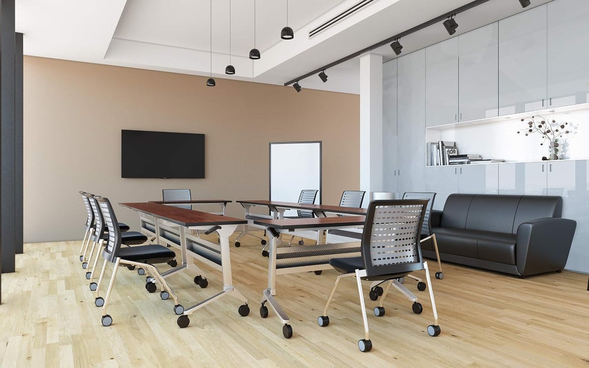Safco Products Impromptu Full Collaboration Whiteboard Screen 8511BL, Black, 42"W x 72"H, Double-Sided Magnetic Dry Erase Board, Commercial-Grade Steel Frame, Swivel Wheels, Accessory Shelf