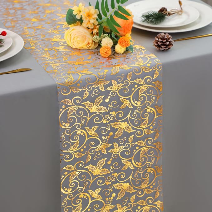 Snowkingdom 2 PCS Gold Table Runner 108 Inches Long
