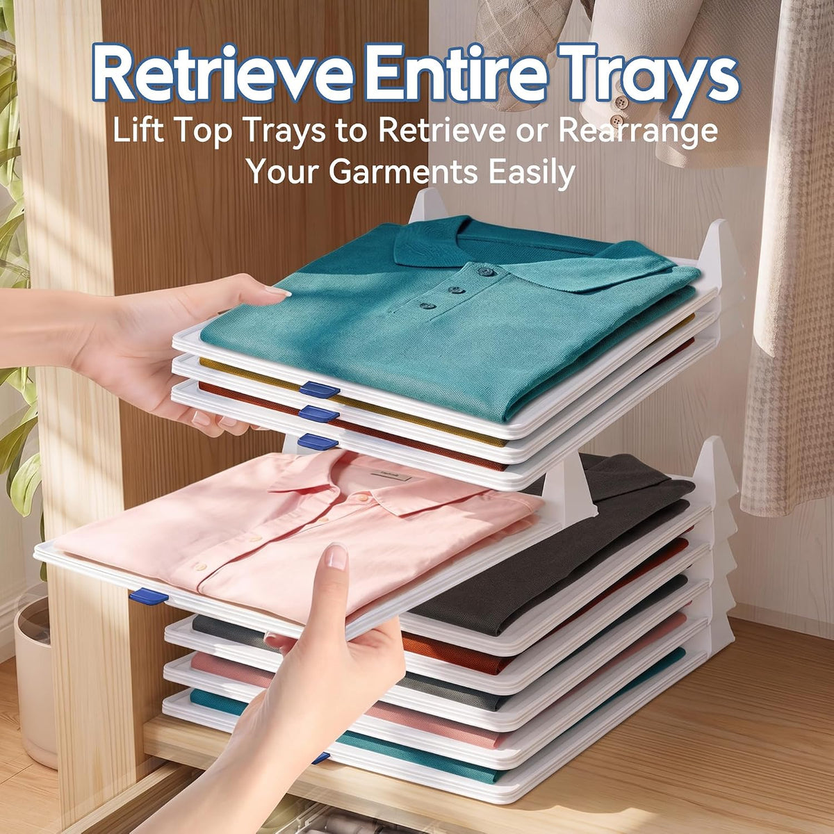 20-Pack Tshirt Organizer for Closet Shelf Stackable Folded Clothes Storage