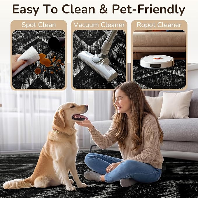 BESTSWEETIE Area Rug 3x5 Rug Machine Washable Non-Slip Low Pile Print Pattern