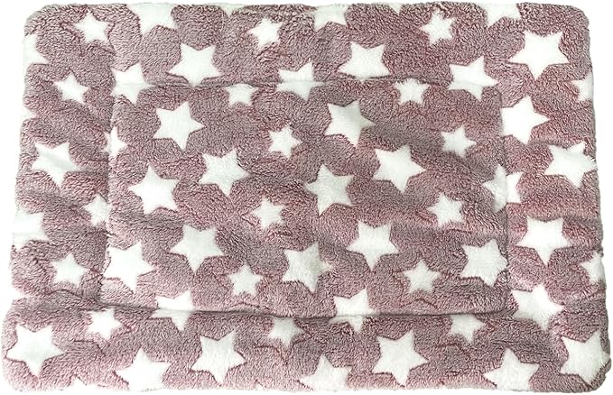 iMaylex Soft Pad Dog Bed Mat, Thicken Warm, Star Pattern, Reversible, Fluffy Pet Dog Sleeping Mattress, Cameo Brown, Medium