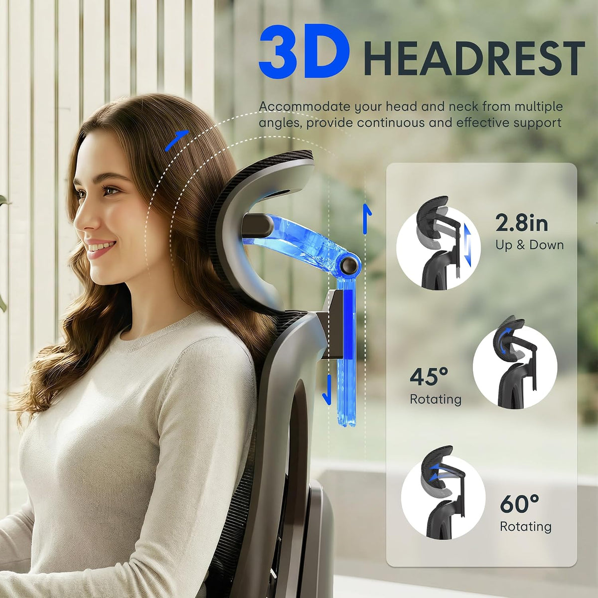 FLEXISPOT ErgoX Premium Ergonomic Office Chair Blue-FT