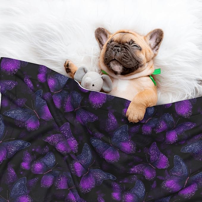 Waterproof Dog Blanket Soft Pet Blanket for Puppy Cat, Fleece Cat Throw Blankets for Furniture Bed Couch Sofa Reversible - Butterflies