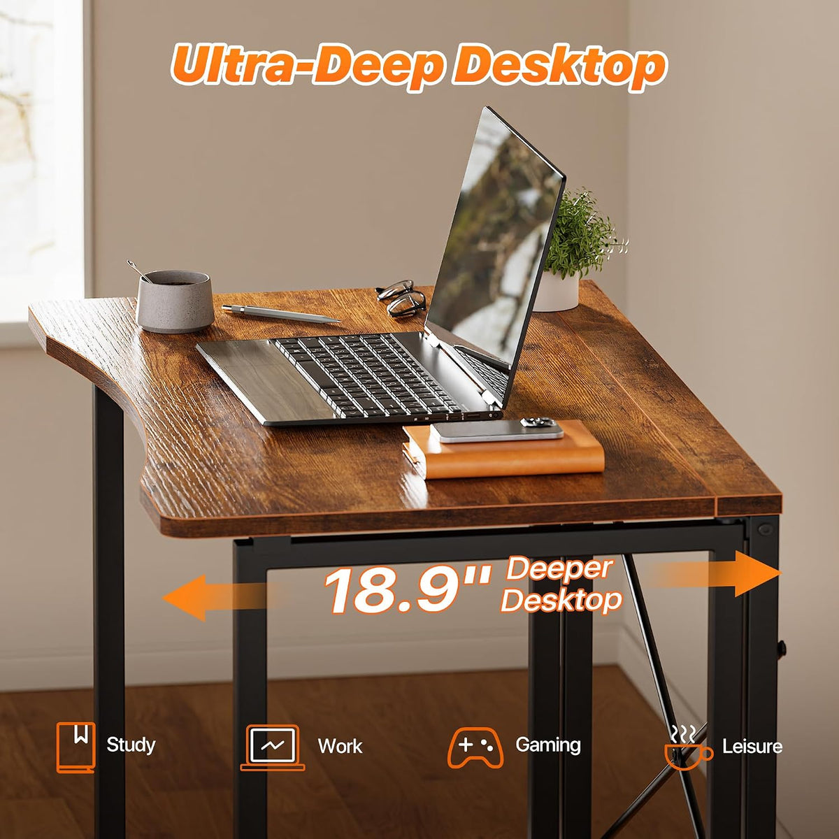Huuger Folding Desk for Small Spaces, 31.5 Inch Foldable Computer Table