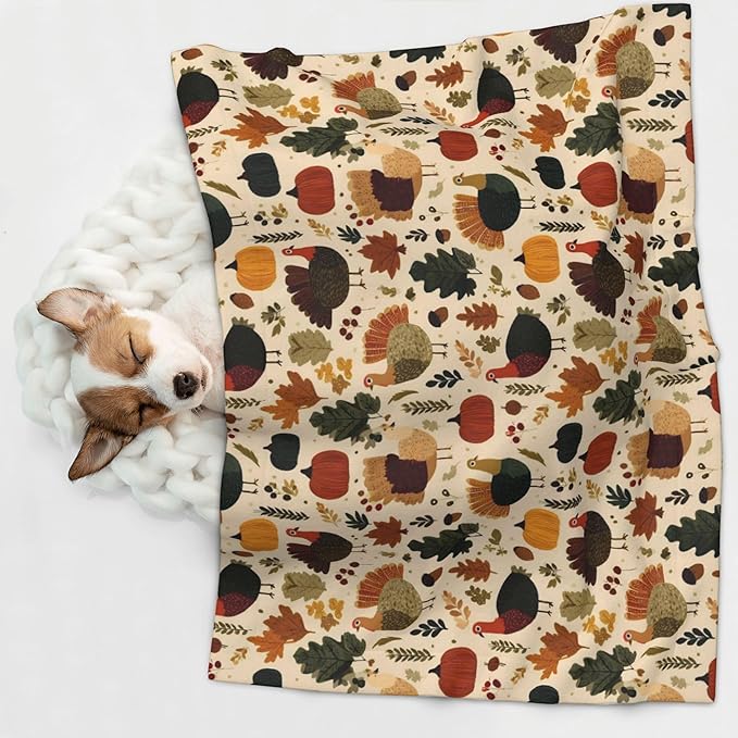 Waterproof Dog Blanket Soft Pet Blanket for Puppy Cat, Fleece Cat Throw Blankets for Furniture Bed Couch Sofa Reversible - Turkey and Thanksgiving 3