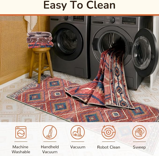 Area Rug 2x3 Rug Machine Washable Non-Slip Low Pile Print Pattern Western Rug