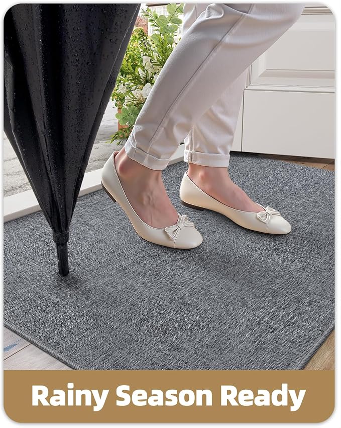 Color&Geometry Ultra Thin Indoor Door Mat 24"x36", Non Slip Rubber Backed Dirt