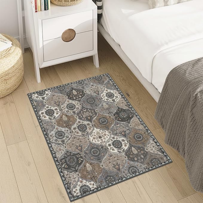 Lahome Moroccan Trellis Area Rug, 2x3 Entryway Rug Non-Slip Washable Indoor