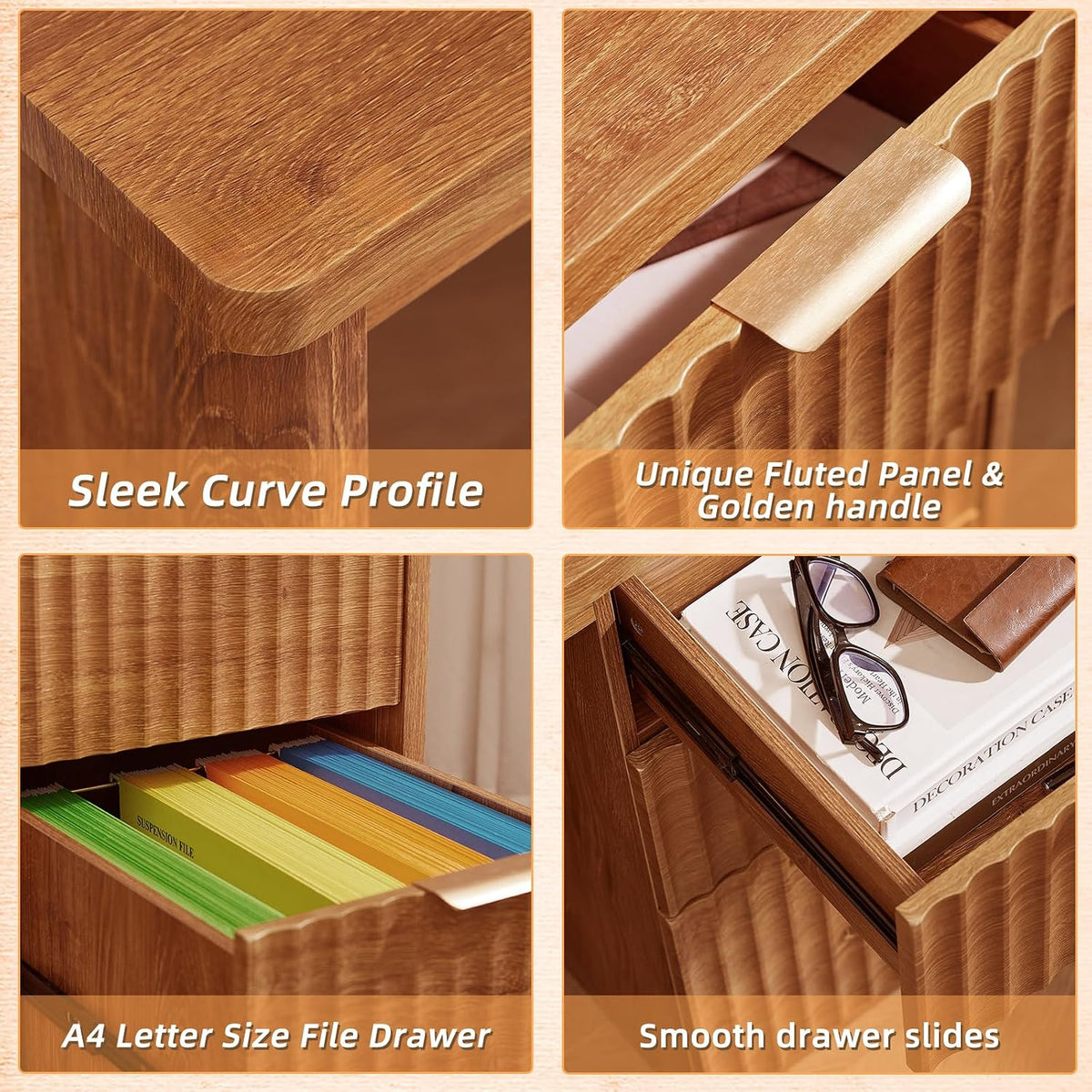 LEYAOYAO Office Desk 48" with 3 Drawers Storage File Cabinet