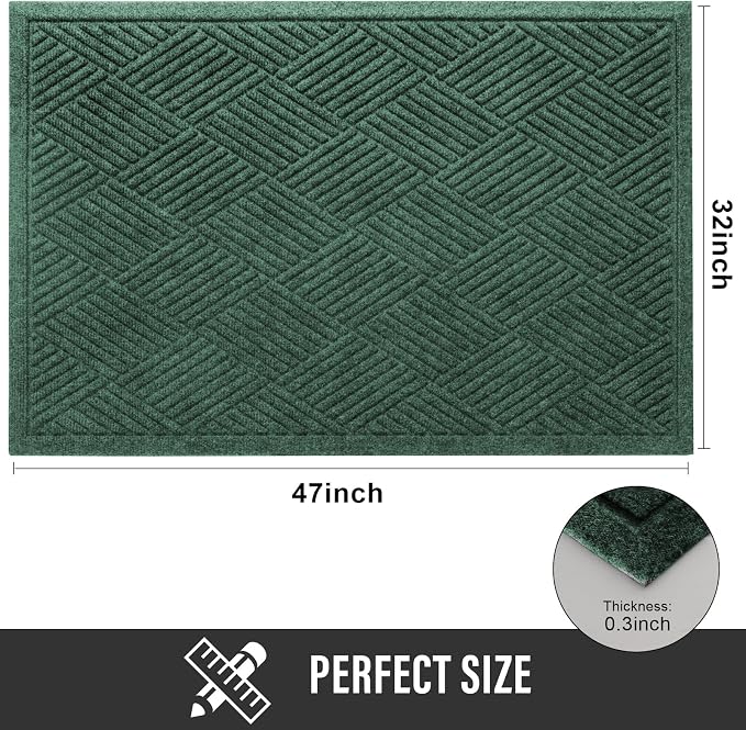 HIYARD Sturdy Front Door Mat, Absorbent Muddy Dirt Resist Welcome Door Mats