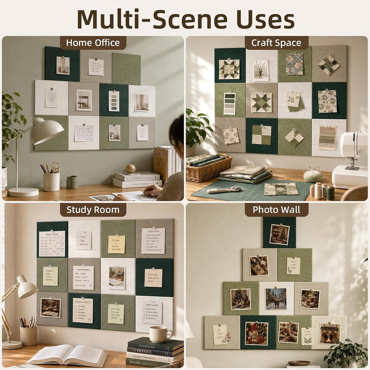 Vieshful Felt Bulletin Board Tiles 48"x36" Pin Board Wall