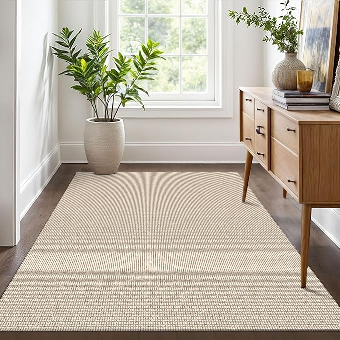 IOHOUZE Washable Area Rug 4x6 Non Slip Rubber Backed Woven Rugs
