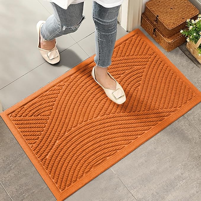 HIYARD Sturdy Front Door Mat, Absorbent Muddy Dirt Resist Welcome Door Mats