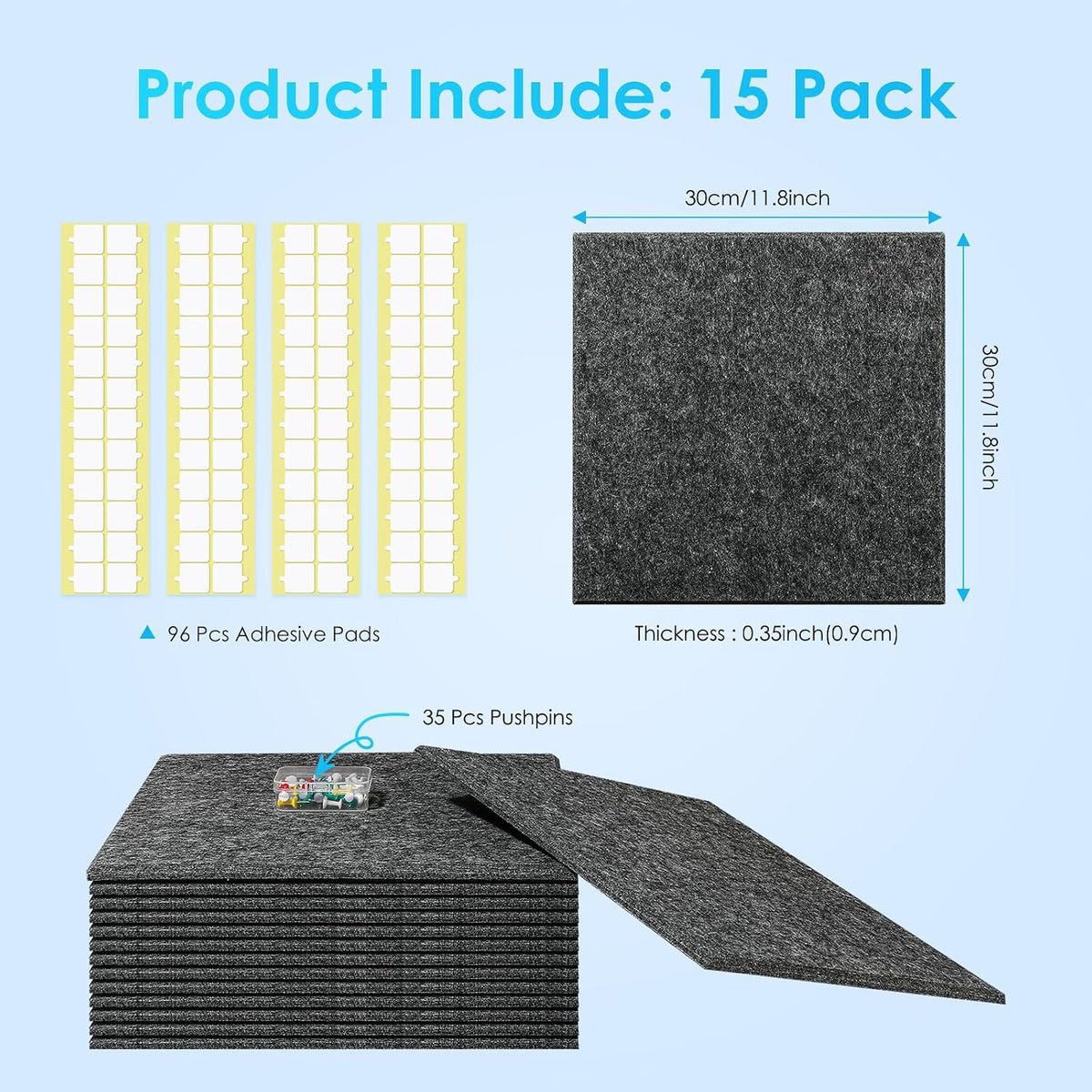 Large Bulletin Board 59" X 36" Cork Boards for Wall Alternative 15 Pack Grey Non-Stripe Felt Bulletin Board 96 Safe Adhesive 35 Push Pins for Office School Home Room Decor