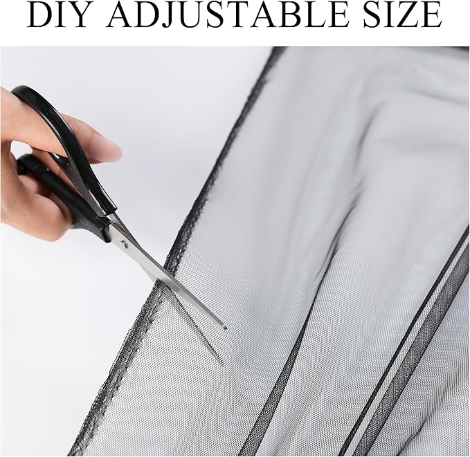 Extra Wide Outdoor Curtains Waterproof Black Voile Mesh Screen Lightweight